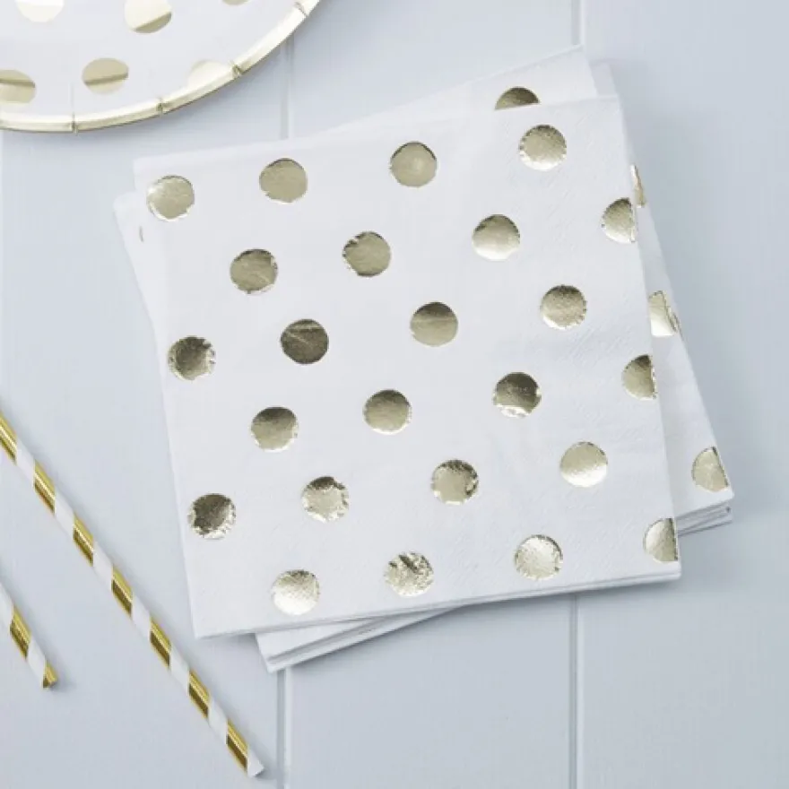 Ginger Ray Servietten - Polka Dots Gold