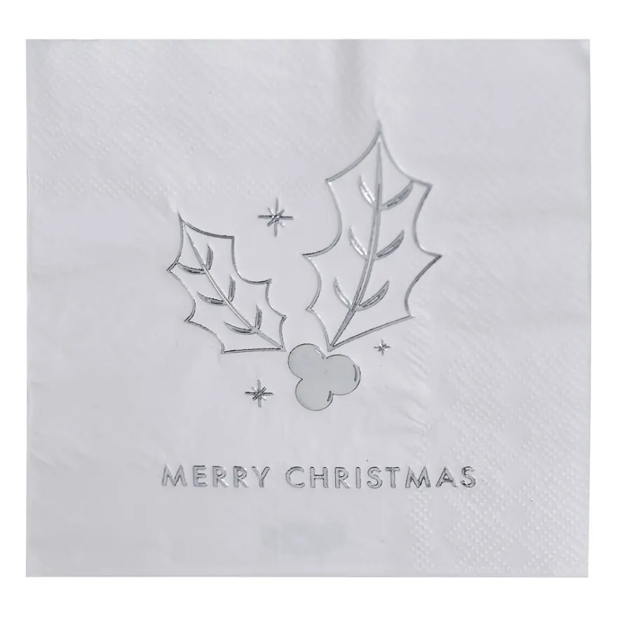 Ginger Ray Servietten Silber Merry Christmas