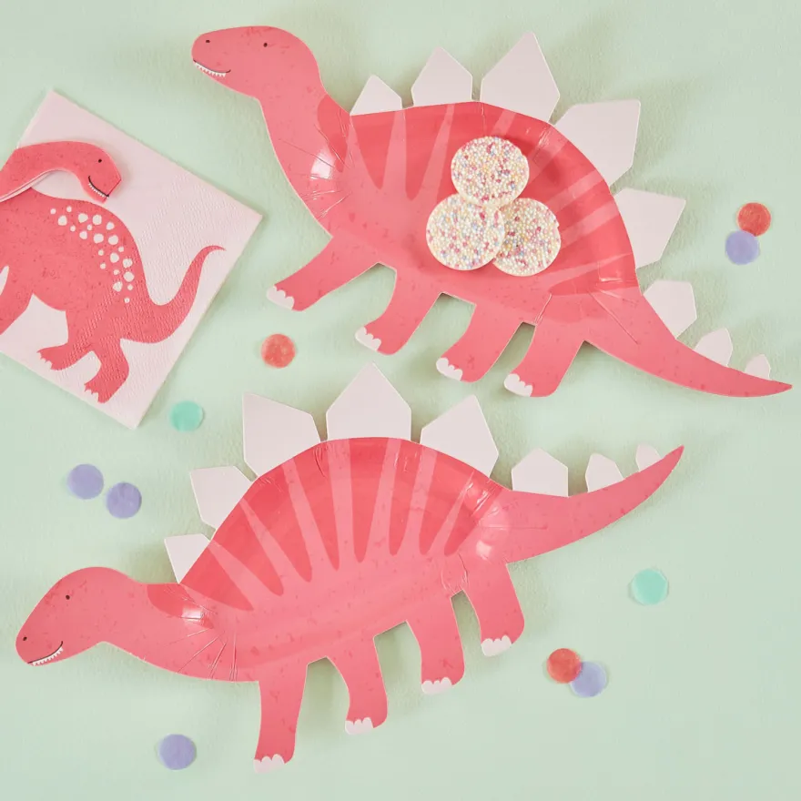 Ginger Ray Süßigkeiten Pappteller - Dino Pink
