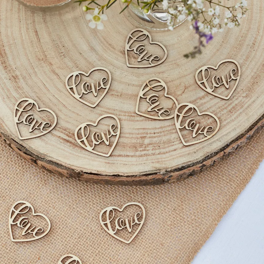 Ginger Ray Tischkonfetti - Holzherz mit Love