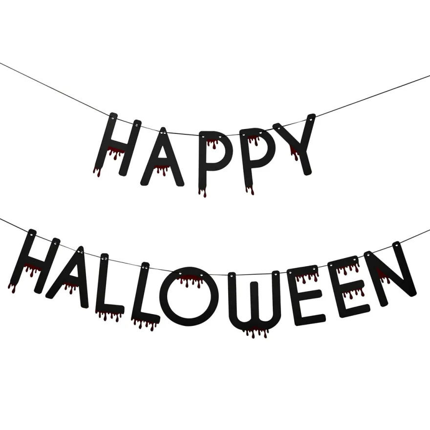 Ginger Ray Wimpelkette Happy Halloween mit Blutstropfen