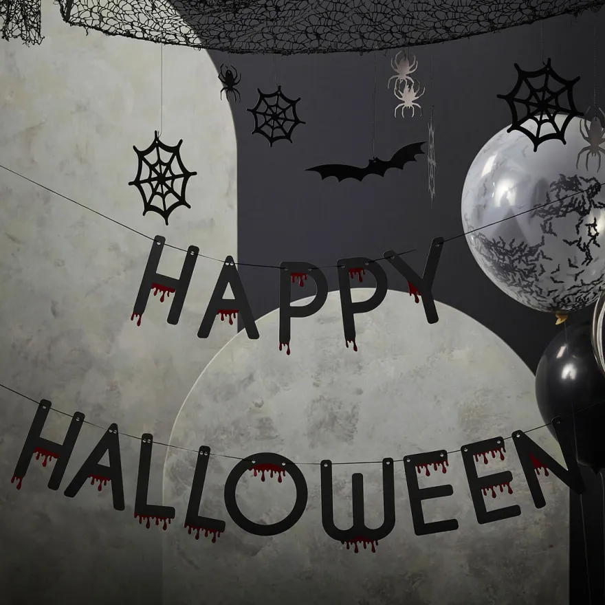 Ginger Ray Wimpelkette Happy Halloween mit Blutstropfen