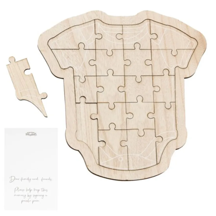 Gästebuch alternative Baby Shower Babybody - Holz