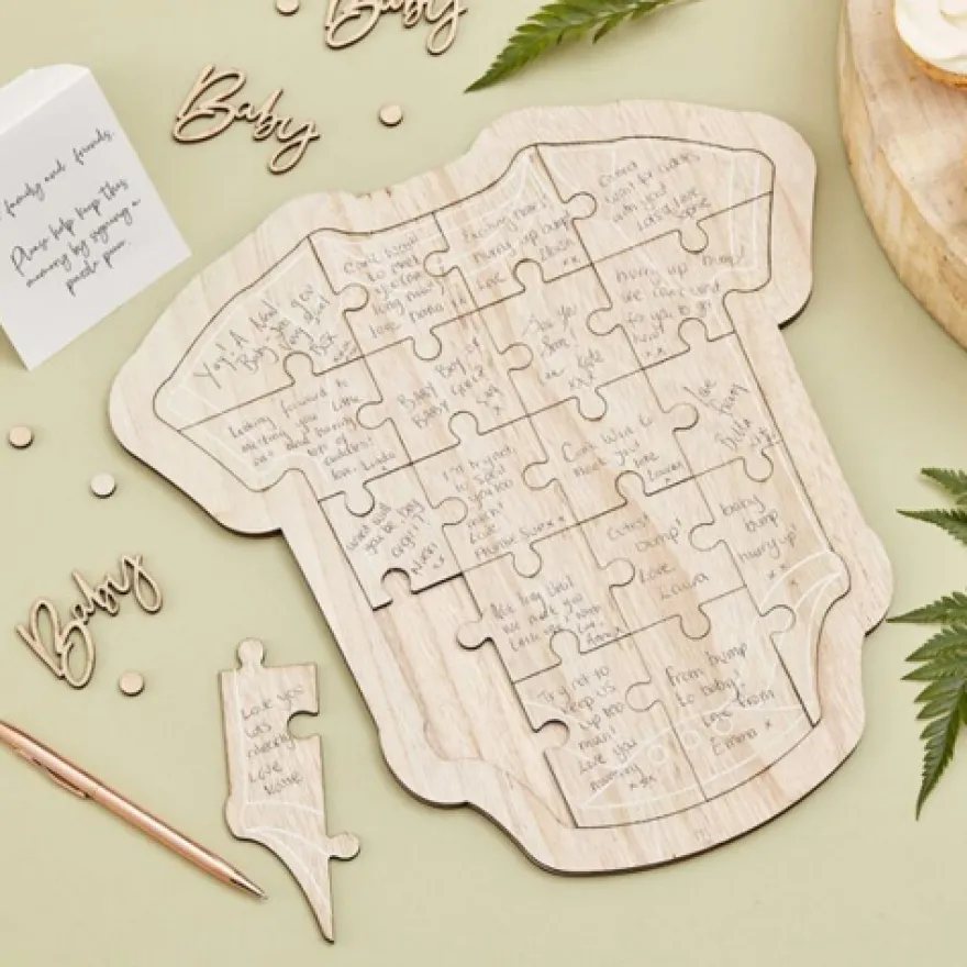 Gästebuch alternative Baby Shower Babybody - Holz
