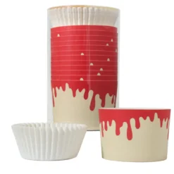 Halloween Kartonbackformen mit Cupcake-Förmchen - Tropfendes Blut (12er-Set)