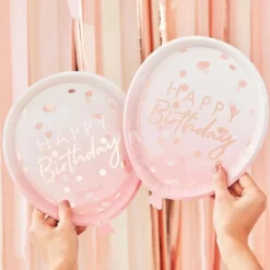 Happy Birthday Pappteller - Luftballon Rosegold
