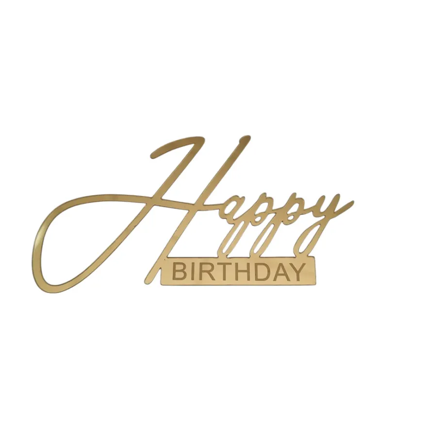 Happy Birthday Seitentopper Acryl Gold - Fronttopper