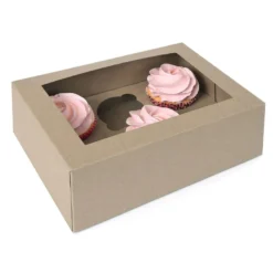 House of Marie Cupcake Schachtel 6 - Kraft pk/2