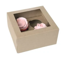 House of Marie Cupcake Schachtel 4 - Kraft pk/2
