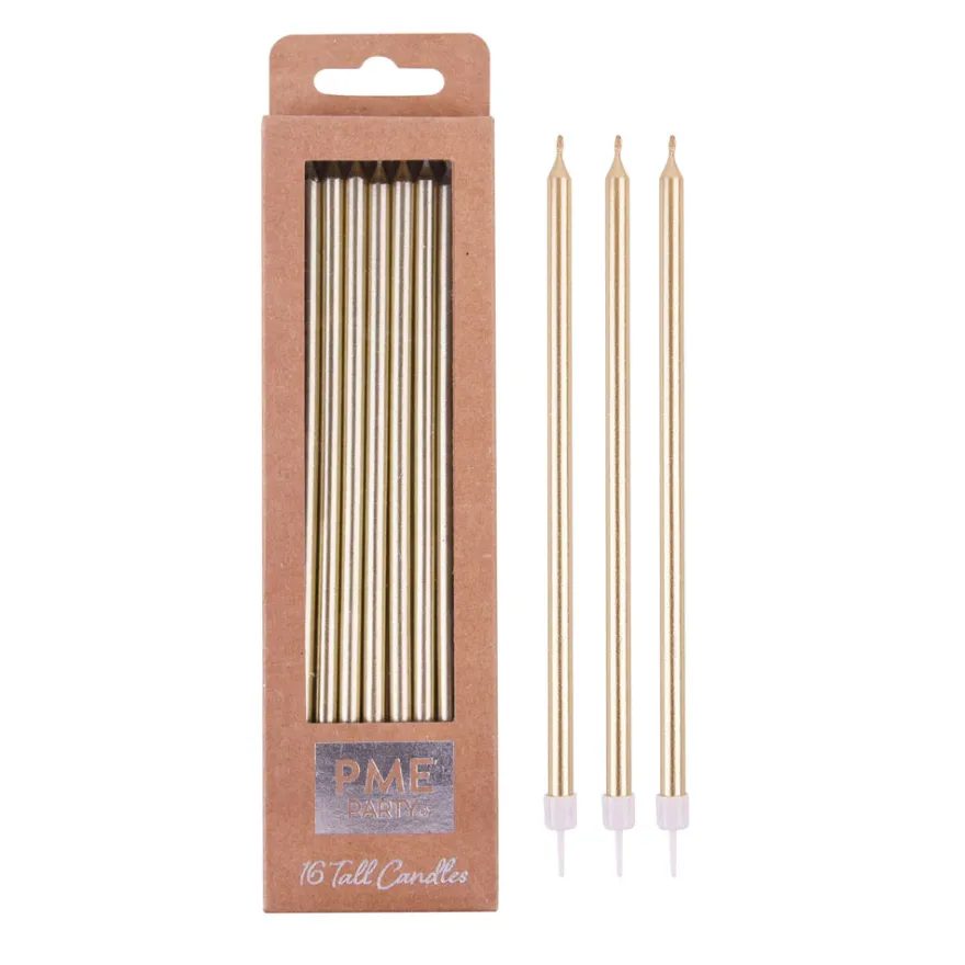 Kerzen Gold extra Hoch 18cm - 16 Stück