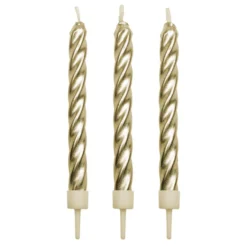 Kerzen Twist mit Halter - Gold 10 Stk