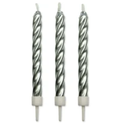 Kerzen Twist mit Halter - Silber 10 Stk
