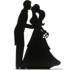 Küssendes Brautpaar - Silhouette aus Metall