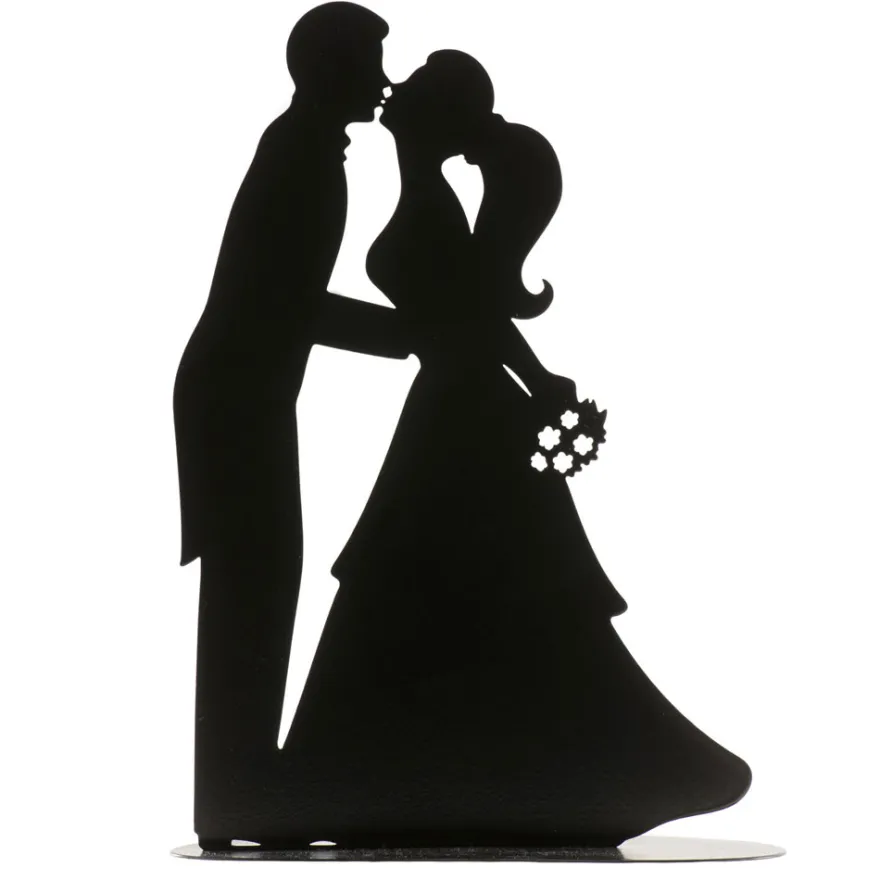 Küssendes Brautpaar - Silhouette aus Metall