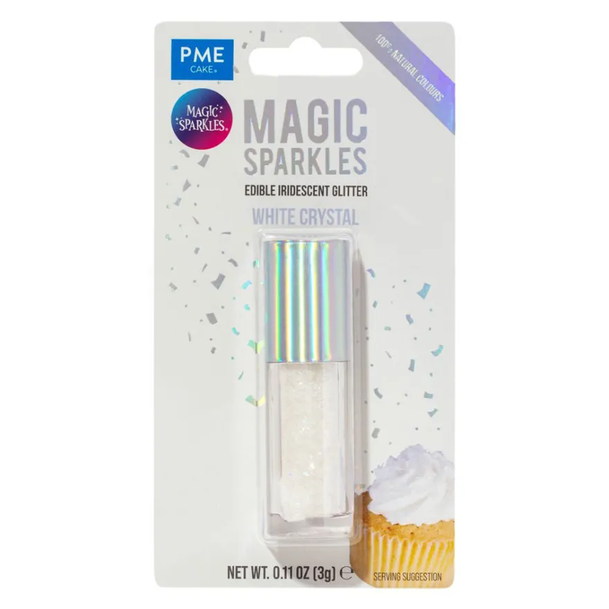 Magic Sparkles – Essbarer Glitzer, irisierende Glitterflocken Weißer Kristall 3g