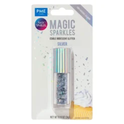 Magic Sparkles – Essbarer Glitzer, irisierende Glitterflocken Silber 3g