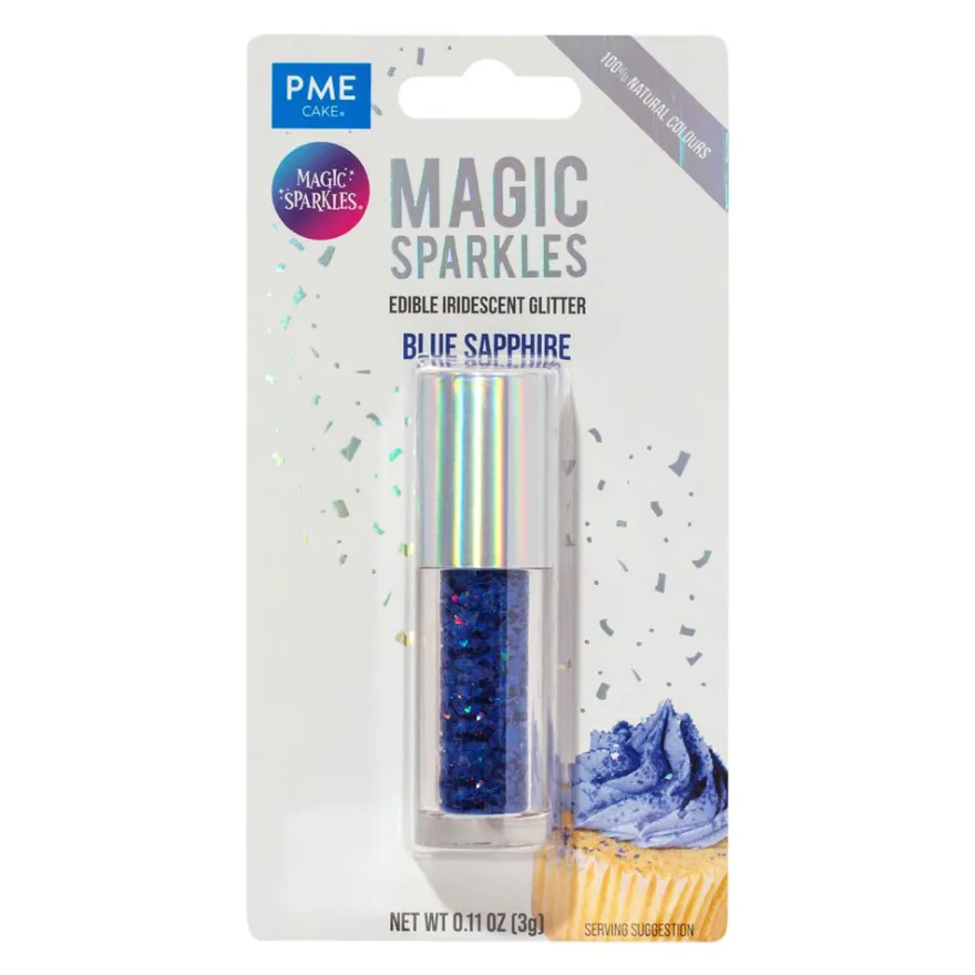 Magic Sparkles – Essbarer Glitzer, irisierende Glitterflocken Saphirblau 3g