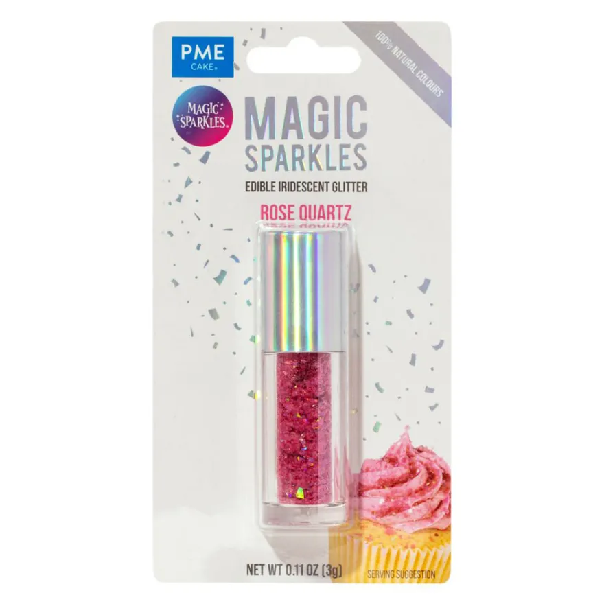 Magic Sparkles – Essbarer Glitzer, irisierende Glitterflocken Rosa Quarz 3g