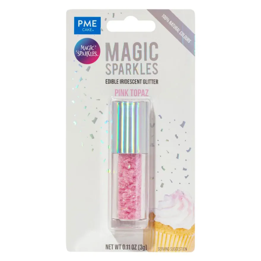 Magic Sparkles – Essbarer Glitzer, irisierende Glitterflocken Rosa 3g