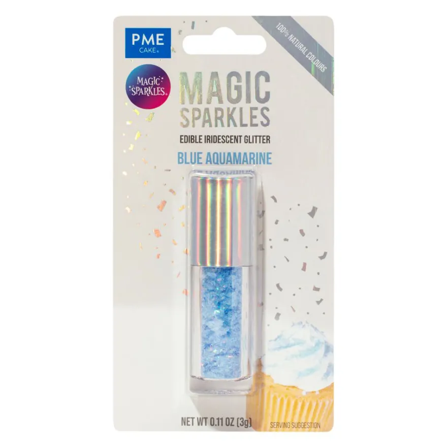Magic Sparkles – Essbarer Glitzer, irisierende Glitterflocken Aquablau 3g