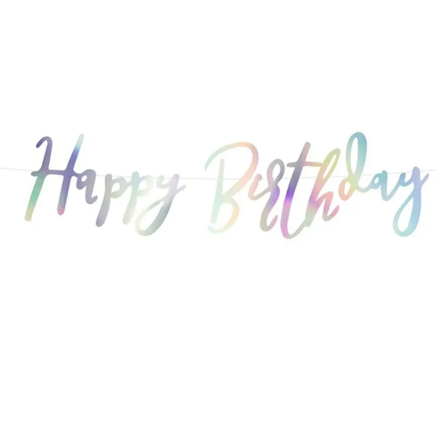Narwahl Partydeco Banner - Happy Birthday irisierend