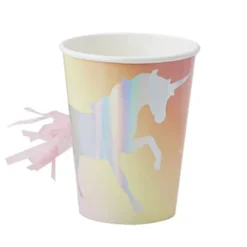 Pappbecher Einhorn schimmernd - 8 Stück
