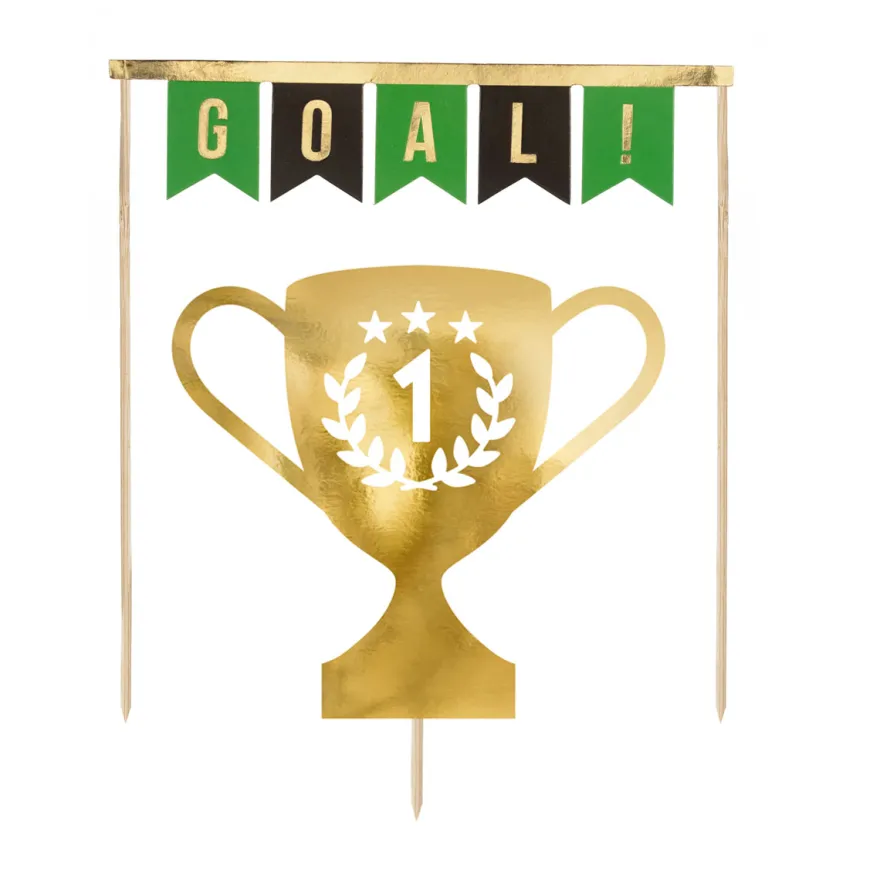 Partydeco Cake Topper Fußball - Pokal & Wimpel