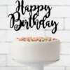 PartyDeco Cake Topper Happy Birthday - Schwarz