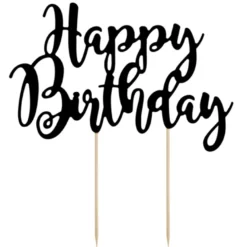 PartyDeco Cake Topper Happy Birthday - Schwarz