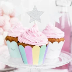 PartyDeco Cupcake Topper Sterne - Silber