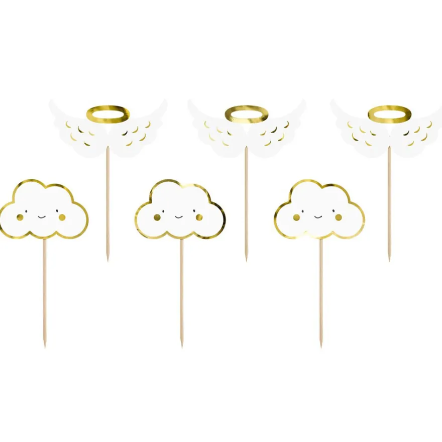 Partydeco Cupcake Topper Wolken und Flügel 6 Stück
