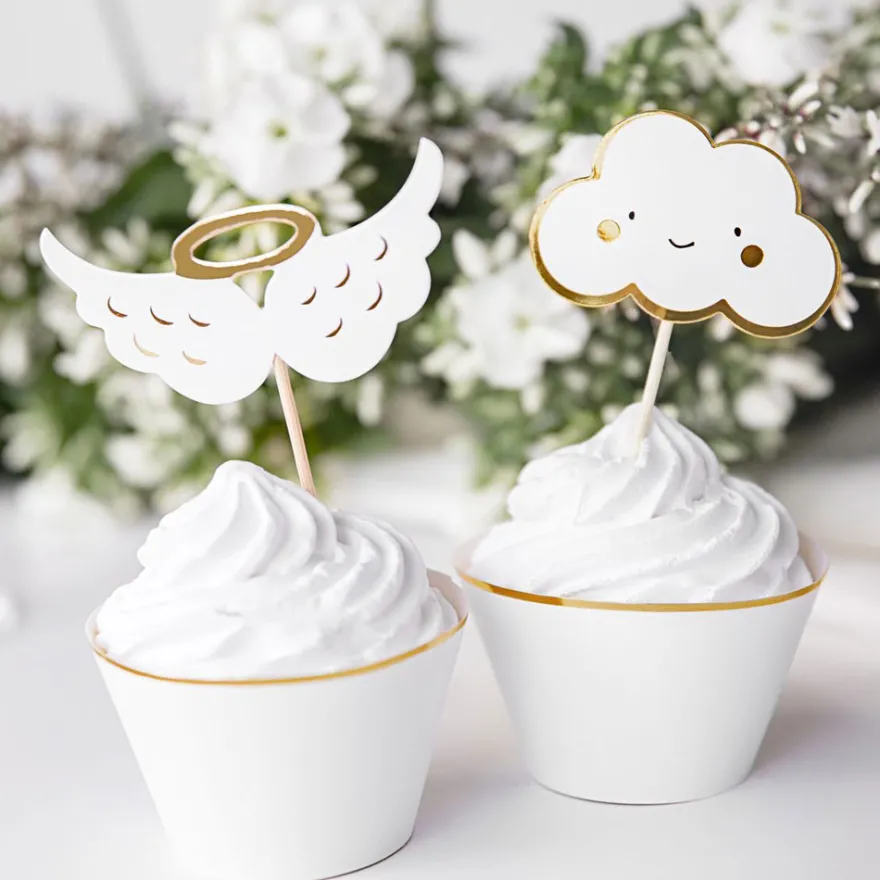 Partydeco Cupcake Topper Wolken und Flügel 6 Stück