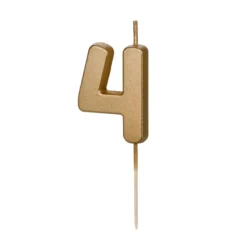 Partydeco Geburtstagskerze Zahlenkerze Gold - Zahl 4