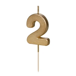 Partydeco Geburtstagskerze Zahlenkerze Gold - Zahl 2
