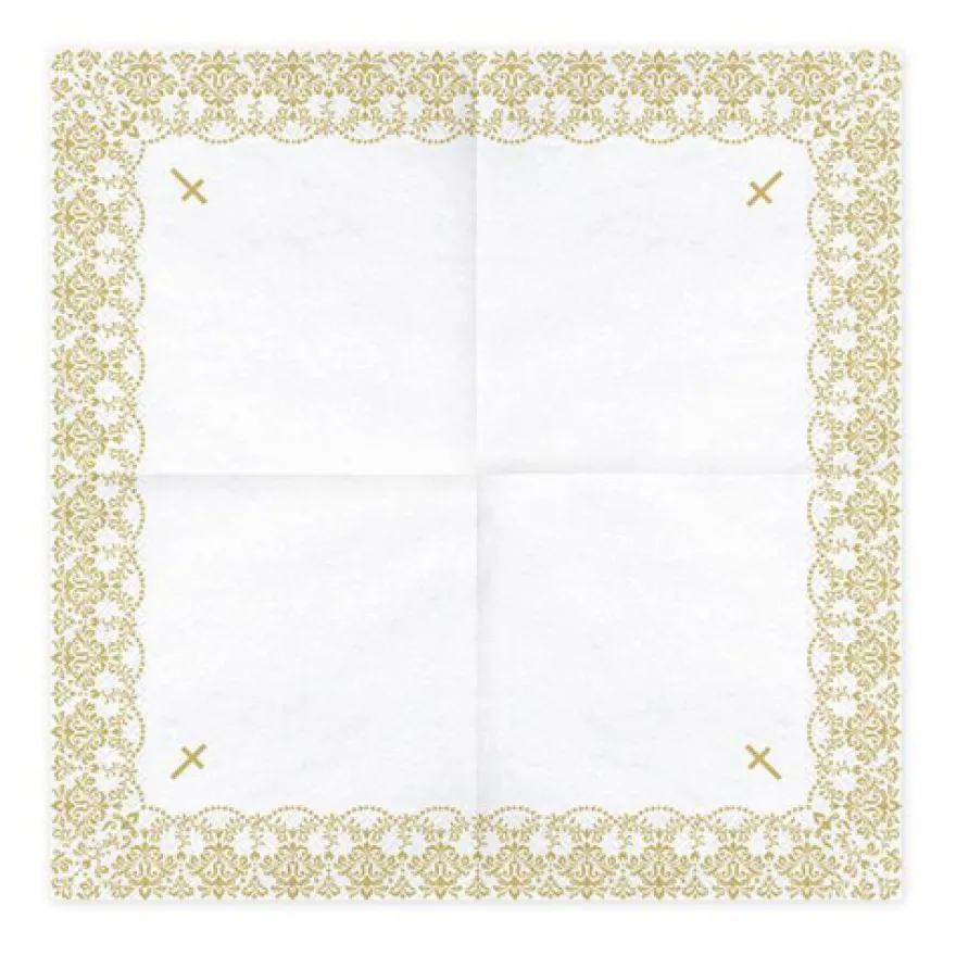 Partydeco Servietten Kommunion - Kreuz Gold