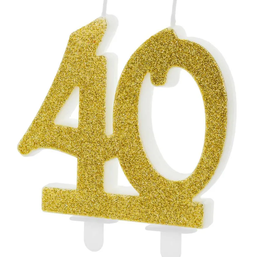 Partydeco Zahlenkerze Gold Glossy - 40