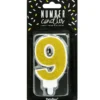 PartyDeco Zahlenkerze Gold - Nummer 9