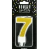 PartyDeco Zahlenkerze Gold - Nummer 7