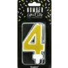 PartyDeco Zahlenkerze Gold - Nummer 4