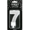 PartyDeco Zahlenkerze Silber - Nummer 7