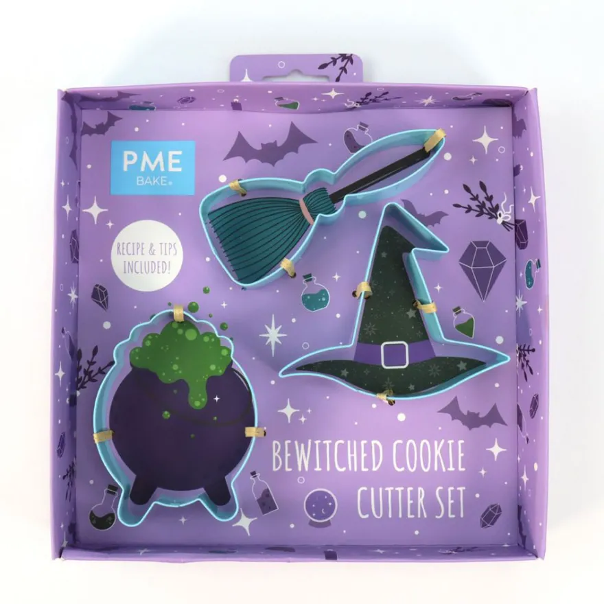 PME Halloween Ausstecherset - Hexenkessel, Besen & Hut