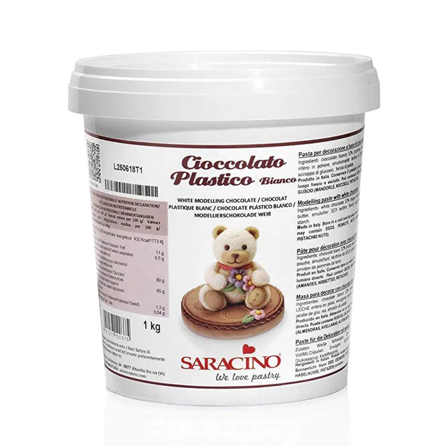 Saracino Cioccolato Plastico - Modellieschokolade Weiss 1 Kg