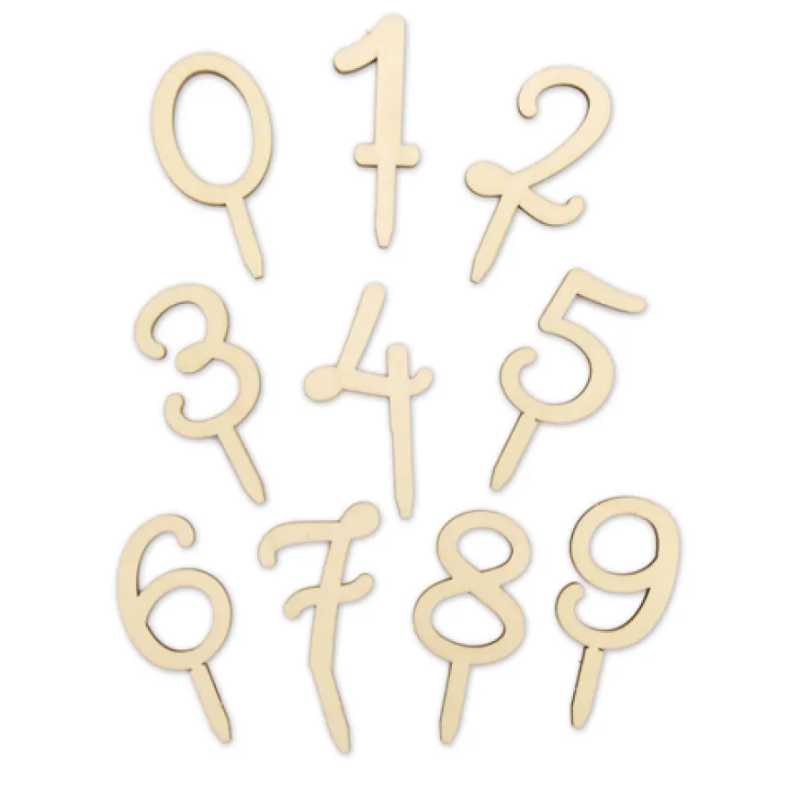 Scrapcookingo Cake Topper Zahlen - Holz 0-9