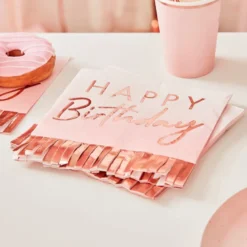 Servietten mit Franzen - Rosegold 16 Stück