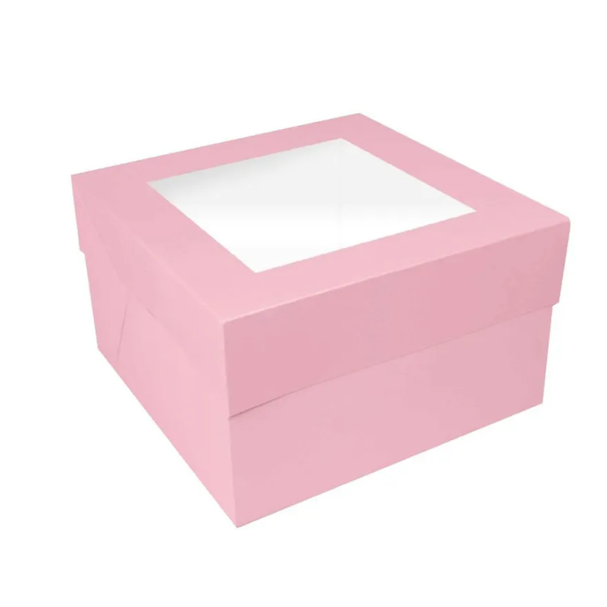 Simply Making Tortenkarton Rosa mit Fenster 30x30x15cm