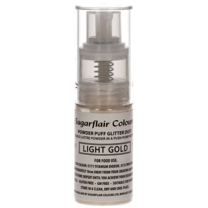 Sugarflair Pump Spray Glitter Dust - Light Gold 10g