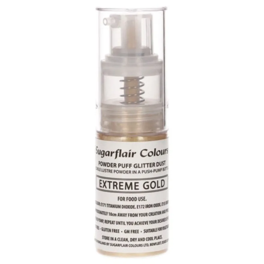 Sugarflair Pump Spray Glitter Dust - Extreme Gold 10g
