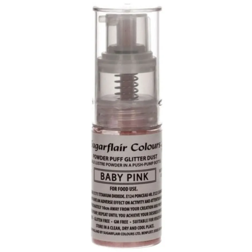 Sugarflair Pump Spray Glitter Dust - Baby Pink 10g