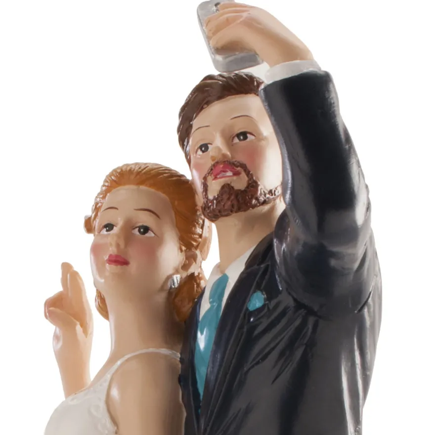 Tortenfigur Hochzeit - Brautpaar Selfie 20cm
