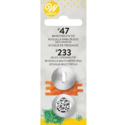 Wilton Decorating Tip Set #047 Basketweave, #233 Hair